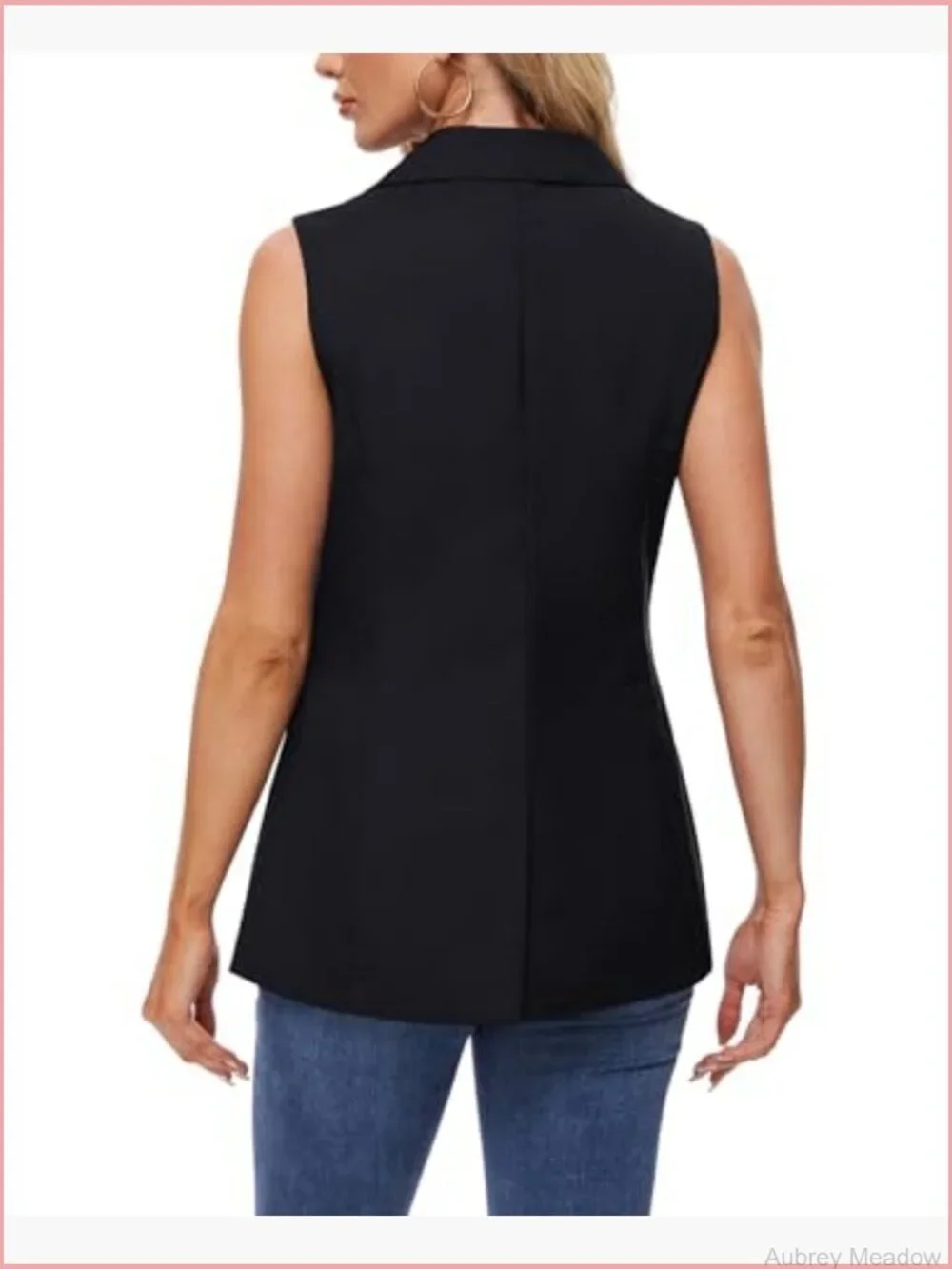 Sleeveless Open Front Vest Blazer with Pockets for Women Business Casual